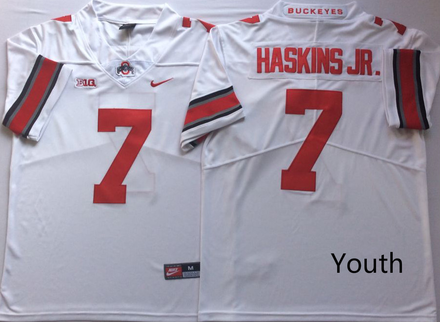 NCAA Youth Ohio State Buckeyes White 7 HASKINS JR jerseys